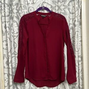 Express Portofino Collarless Shirt with lace detail